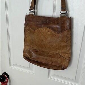 Unbranded leather patchwork leather shoulder bag vintage 12 x 12”